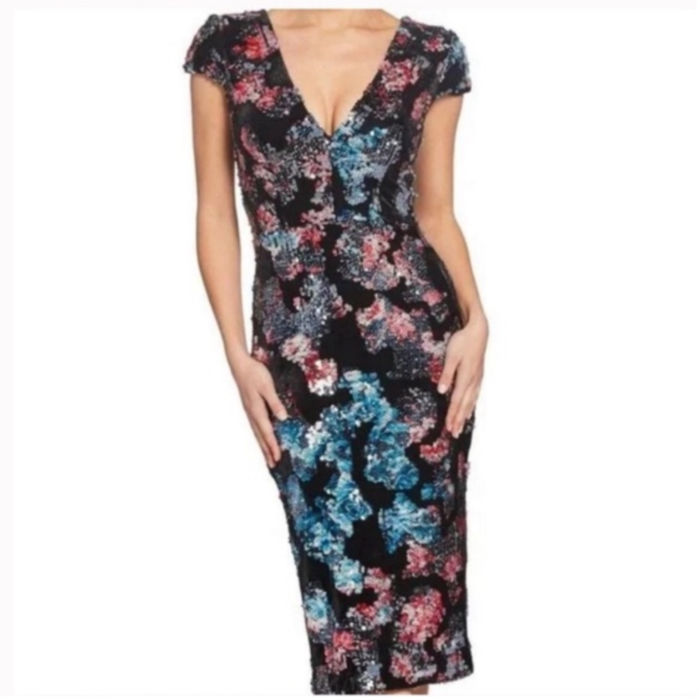 DRESS THE POPULATION Sequin Velvet Sheath Dress, XS, NWT